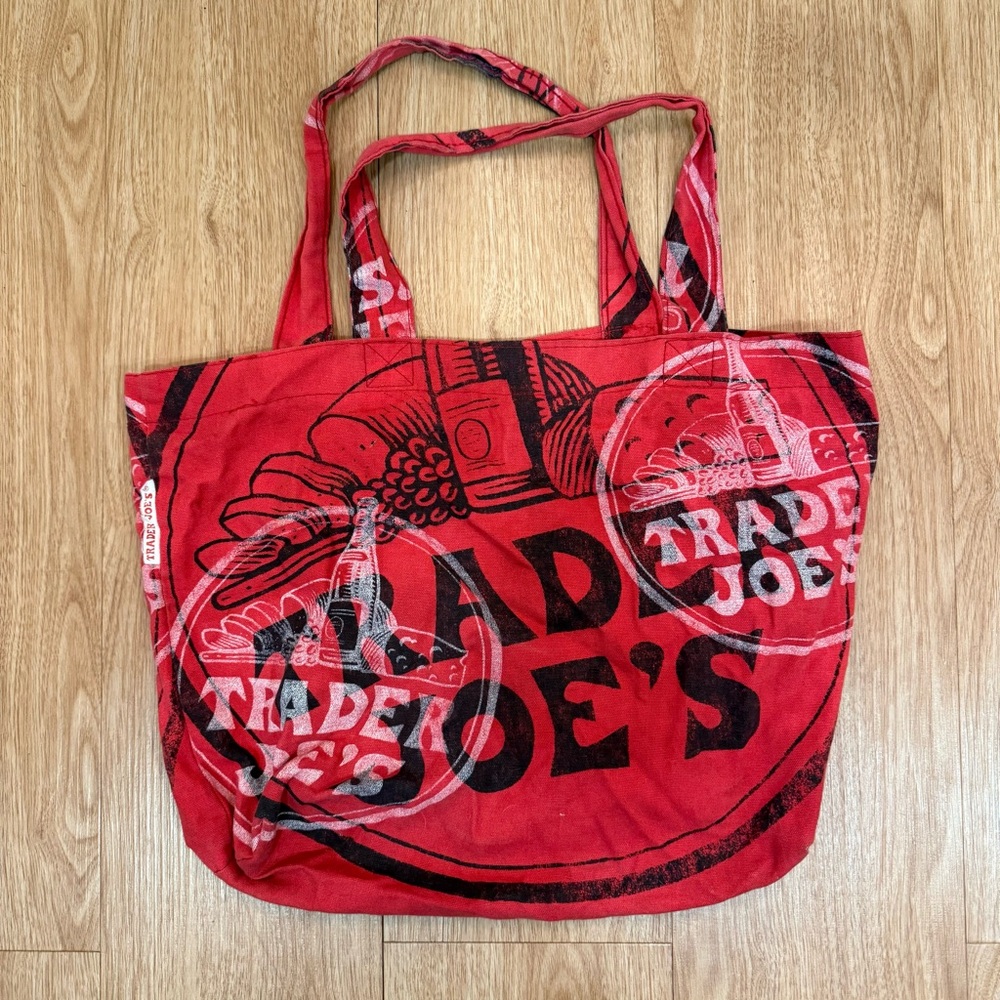 Vintage Original TRADER JOE’S Red Fabric Tote Bag
